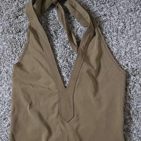 Zara Surplus Khaki Halter Neck Bodysuit New With Tags Size Medium - Picture 3 of 7